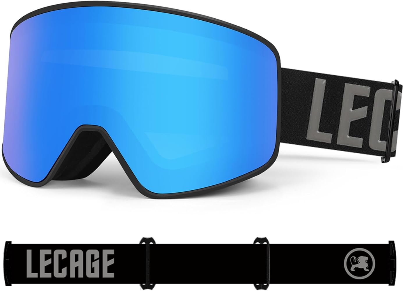PRO Ski Goggles, OTG-100% UV400 Protection, Snowboard Goggles Interchangeable Lens, Anti fog for Men Women Youth