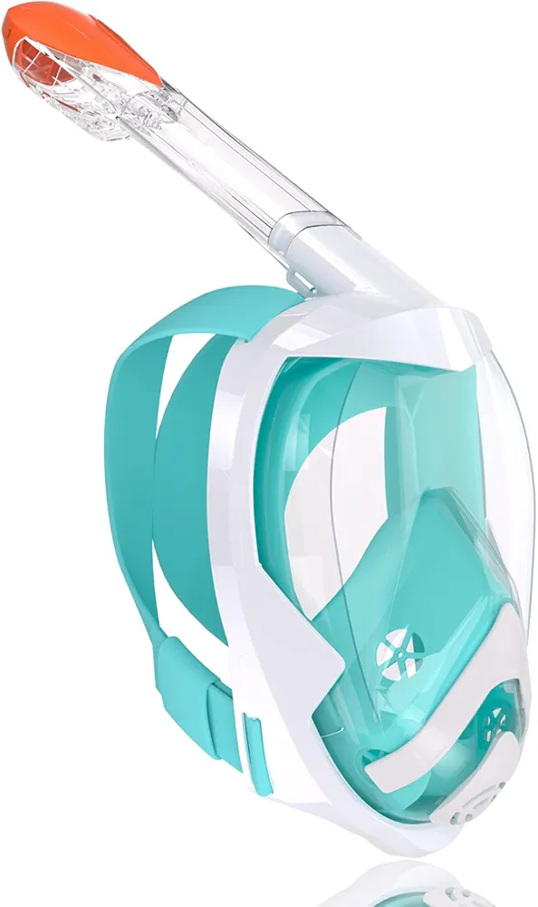 Flyboo Snorkel Mask,180°View Snorkelling Gear with Panoramic Full Face Design-Sports Camera Compatible Diving Mask with Anti-Fog and Anti-Leak Technology for Adults and Kids