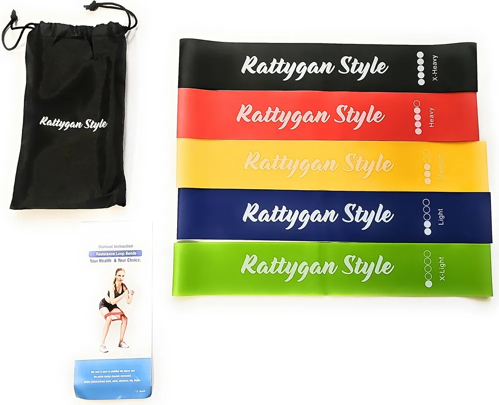 Resistance Exercise Loop Bands Set with Instruction Manual and Carry Bag