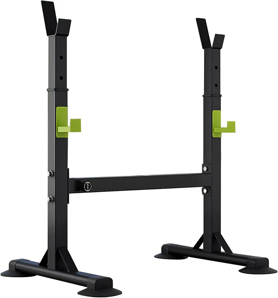 4 Claw Adjustable Squat Rack Stand with Barbell Rack, Weight Plate Holder, Dip Bar Station for Bench Press Strength Training Max Load 440LBS Suitable for Gym and Home Fitness