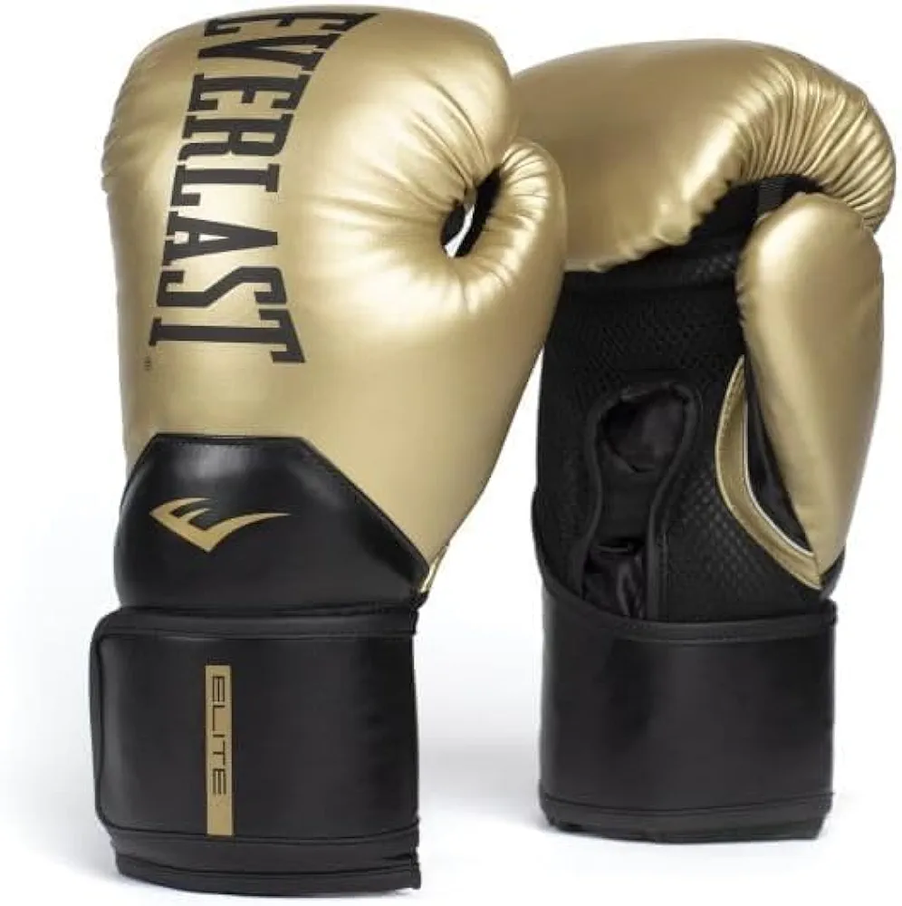 Everlast Elite 2 Boxing Gloves, Gold/Black 10 oz., black/Gold
