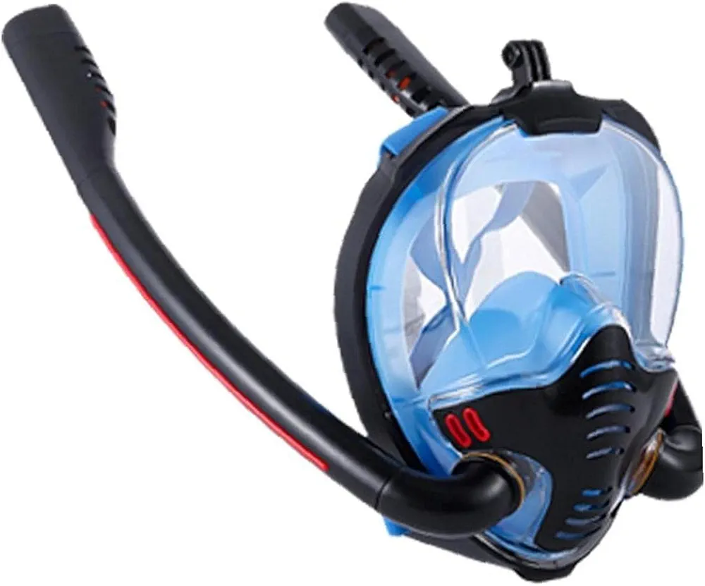 K3 Dual Tube Silicone Snorkeling Mask Anti-Fog and Anti-Leak Full Face Full Dry Tube Diving Mask with High-Definition Lens