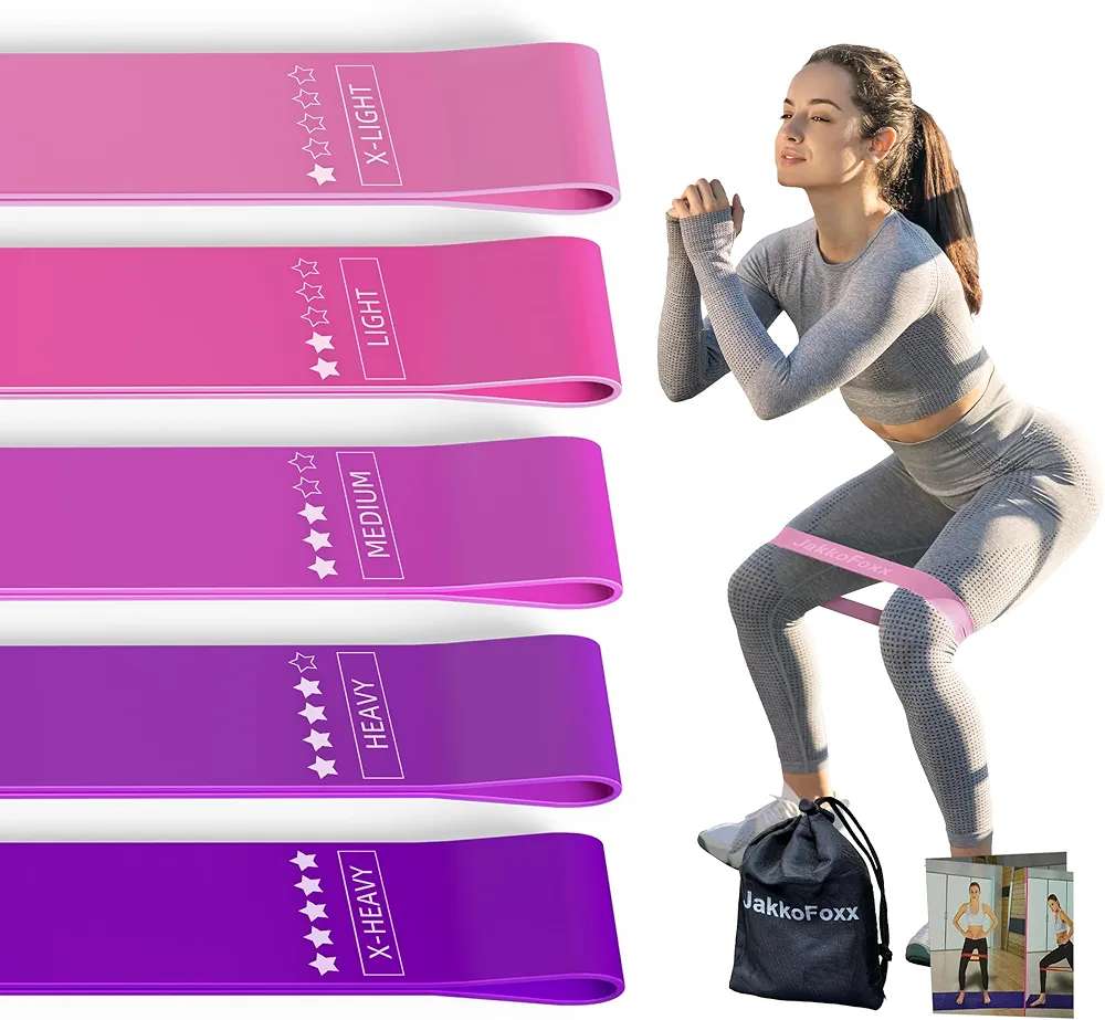 Resistance Loop Exercise Bands, Resistance Bands Exercise Bands for Home Fitness, Stretching, Strength Training, Physical Therapy,Elastic Workout Bands for Women Men Kids, Set of 5