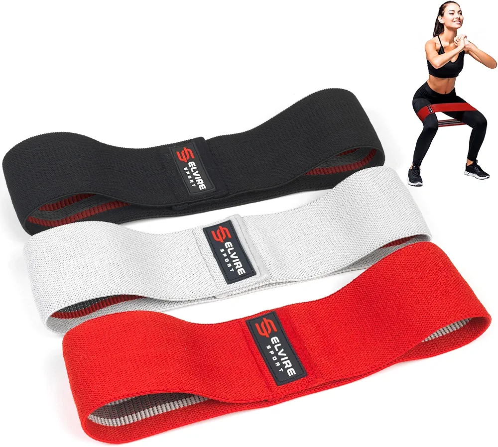 ELVIRE Fabric Resistance Bands for Working Out | Exercise Bands Resistance Bands Set of 3 | Booty Bands for Women Workout Bands Resistance Loops | Leg Bands for Working Out Glute Bands, Squat Bands