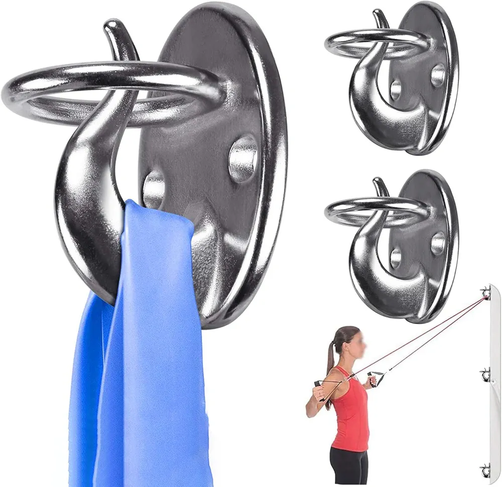 BeneLabel Resistance Band Wall Anchor Stainless Steel Workout Wall Mount Anchor Exercise Wall Anchor Silver Workout Band Anchor for Home Gym Wall Mounts Gym Anchor