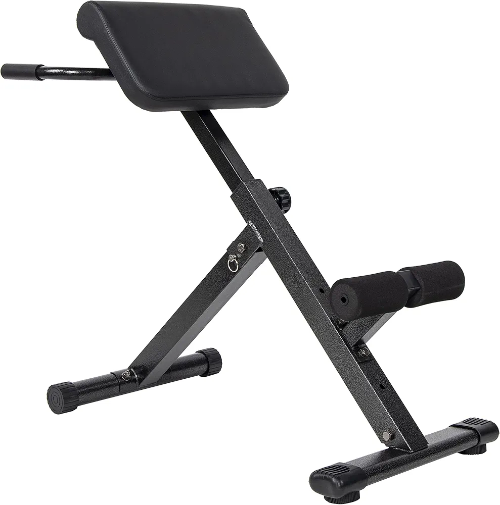 Adjustable Roman Chair AB Back Hyperextension Bench with Handle, 300-Pound Capacity Black