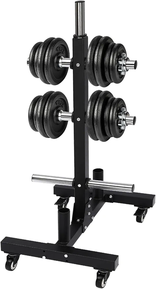 Weight Plate Rack, Commercial Weight Plate Tree Dumbbell Rack, Barbell Stand Bumper Plate Tree, Load-Bearing 1102.3lbs, Vertical Strength Training Plate Storage Racks Barbell Holders