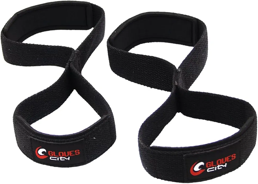 Deadlift Figure 8 Neoprene Padded Figer 8 Strap in Black Color 1 Pair