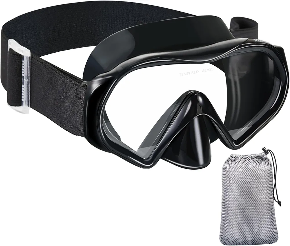Aegend Swimming Goggles Scuba Snorkeling Mask for Adults, Tempered Glass with Panoramic View Anti-Leak and Anti-Fog Technology, Adjustable Soft Knitted Strap for Swimming Snorkeling Scuba Diving
