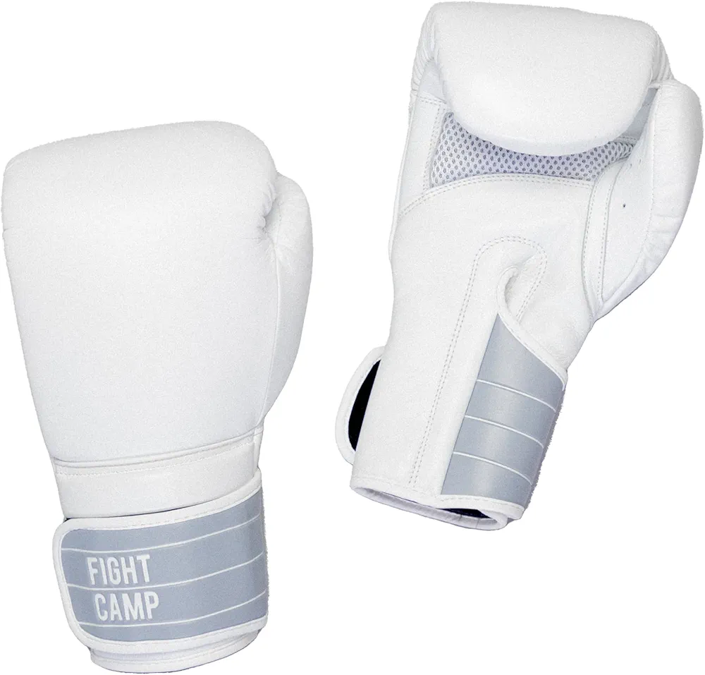 FightCamp Boxing Gloves for Kids, Premium White Leather Training Gloves 6oz Hand-Made Boxing Gloves