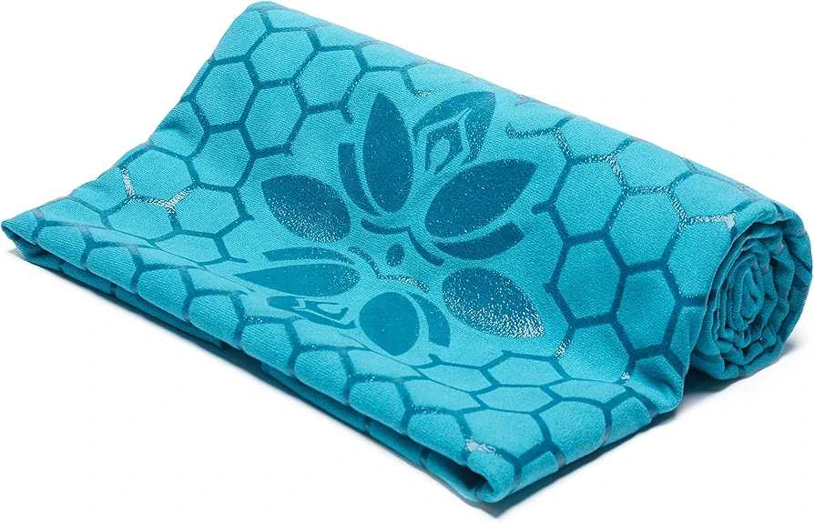 Clever Yoga - Yoga Towel Mat, Sweat Absorbent Suede Hot Yoga Mat Towel, Hot Yoga Towel with Honeycomb Design for Hot Yoga, Non-Slip Yoga Mat for Hot Pilates, Hot Yoga Towels for Women - Turquoise