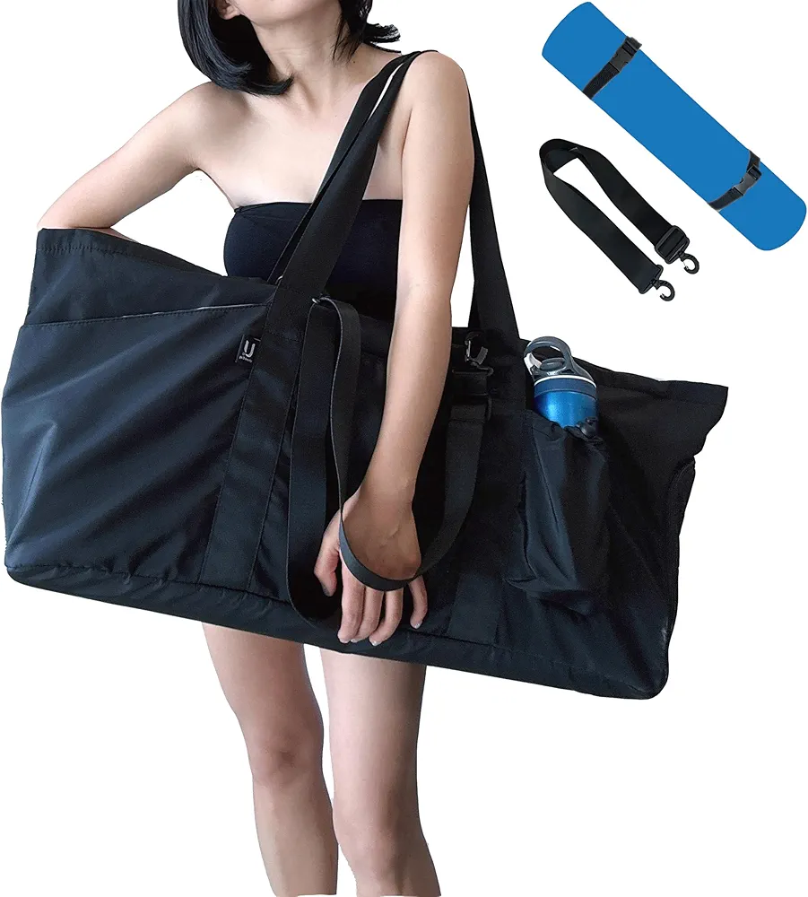 Yoga Mat Bag with Shoes compartment & Wet Compartment & shoulder bag &crossbody yoga bag large yoga bag with Yoga Mat Holder Yoga Bag with Adjustable Mat Strap for Women Men