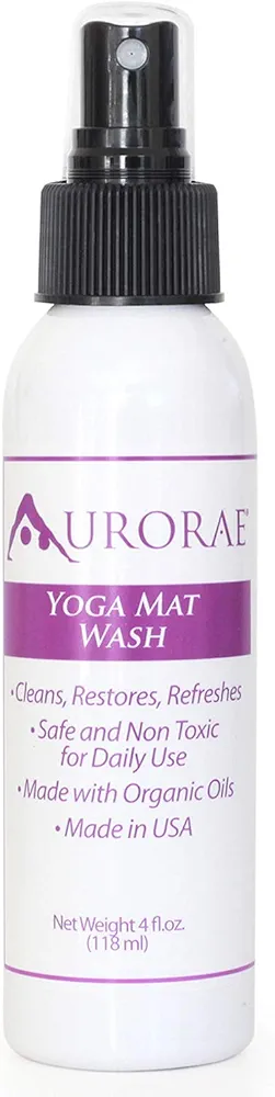 AURORAE Natural & Organic Yoga Mat Wash Cleaner 4 fl oz Safe, Cleans, Restores and Refreshes. Made local In the USA