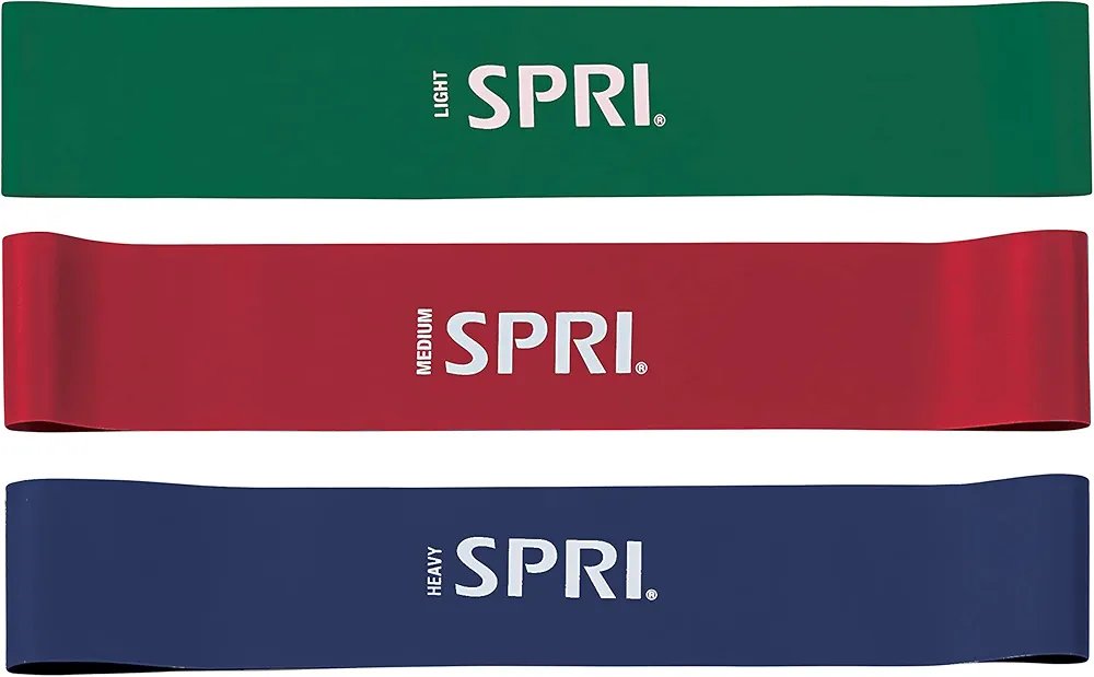 SPRI Mini Loop Bands Kit, Set of 3 - Light, Medium, Heavy Resistance Bands for Lower Body Workouts, Toning Muscles, and Exercise