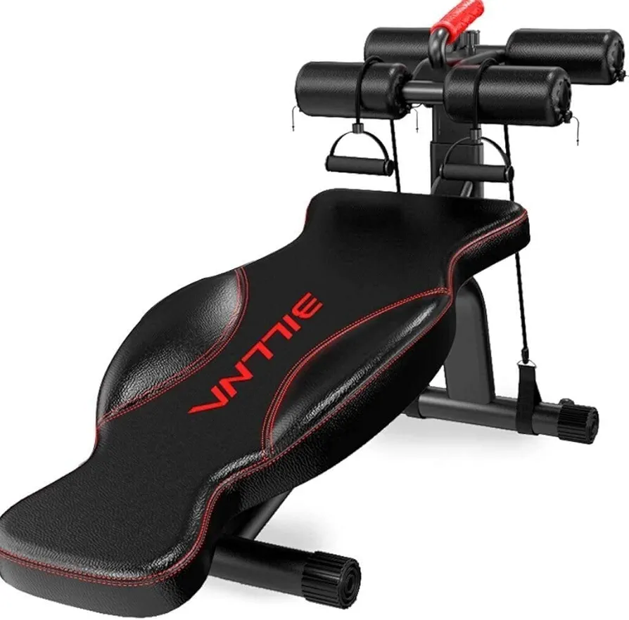 Weight Bench Adjustable, Press Exercise Gym Bench Sit Up Incline Abs Benchs Decline Bench, for Bench Press, Sit-ups, Leg Lifts, Full Body Fitness,Red Black