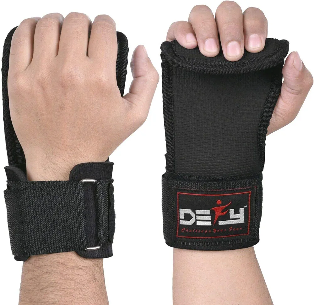 DEFY Lifting Grips for Weightlifting – Adjustable Gym Grips for Weight Lifting, Power Lifting Wrist Straps for Men & Women, Weight Lifting Grips for Deadlifts and Powerlifting