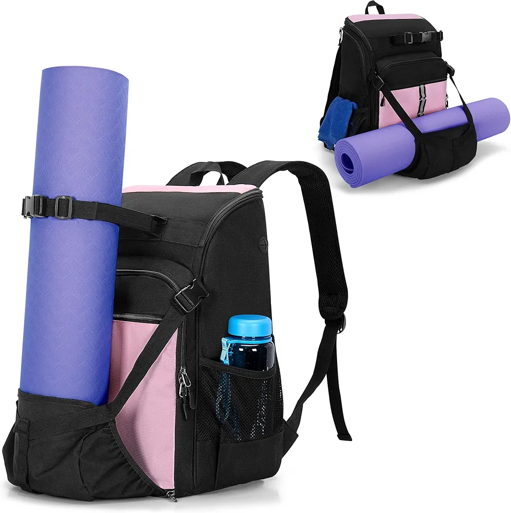 Yoga Mat Bag with Mat Holder for Women and Men Yoga Mat Carrier Backpack with Charging Port and Padded Shoulder Straps for Yoga, Gym, Pilates