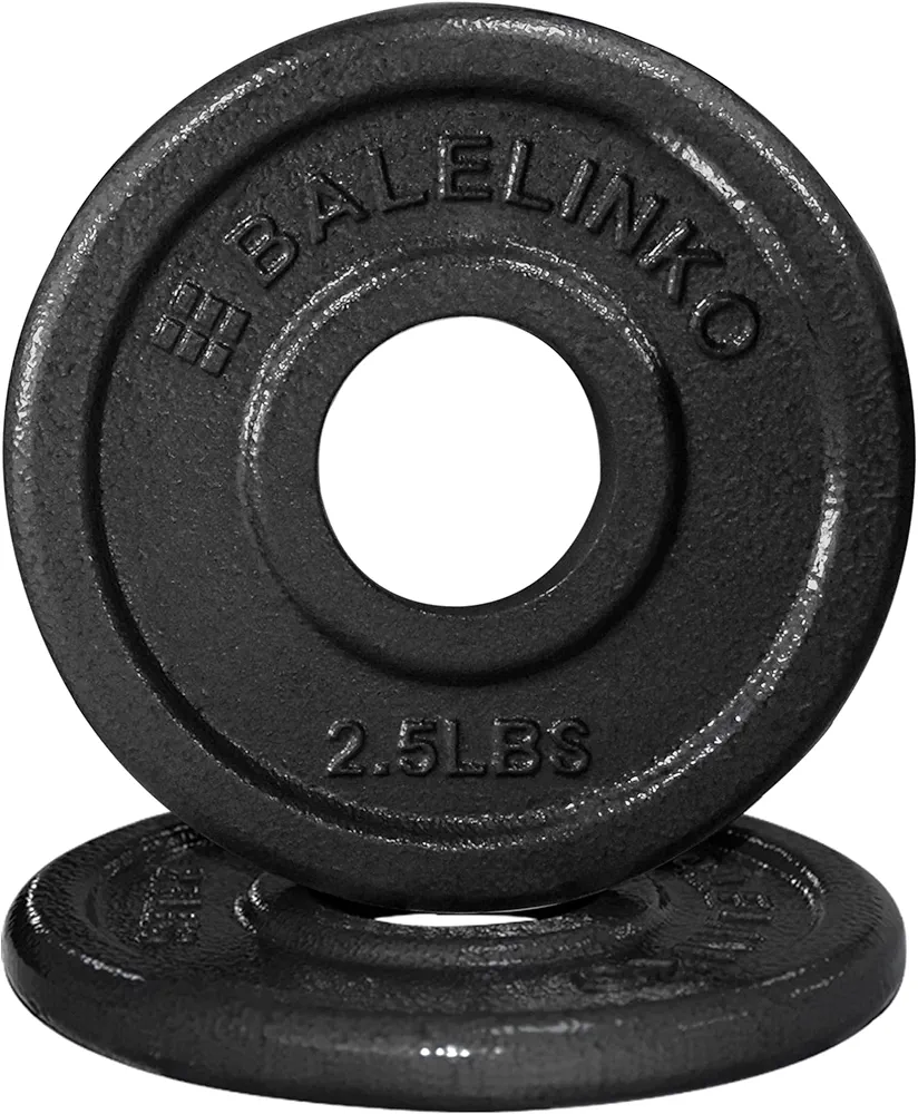 Balelinko Cast Iron 2-Inch Olympic Grip Plate Weight Plate for Strength Training, Weightlifting and Crossfit, Set of 2, 2.5LB, Black