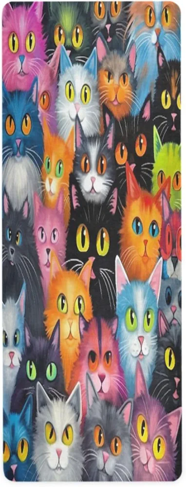 Cute Cats Yoga Mat Thick Non Slip Yoga Mat Workout Mat for Men Women, Exercise & Exercise Mat for Home Gym, Yoga, Pilates, Stretching, and Floor