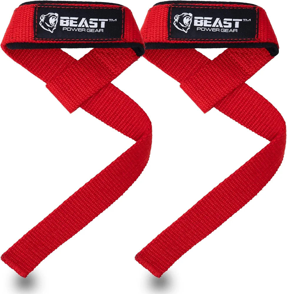 Lifting Straps for Weightlifting - Deadlift Strap Cotton Padded, Silicone Grip & Plain Wrist Straps for Powerlifting, Bodybuilding, Strength Training (Pair)