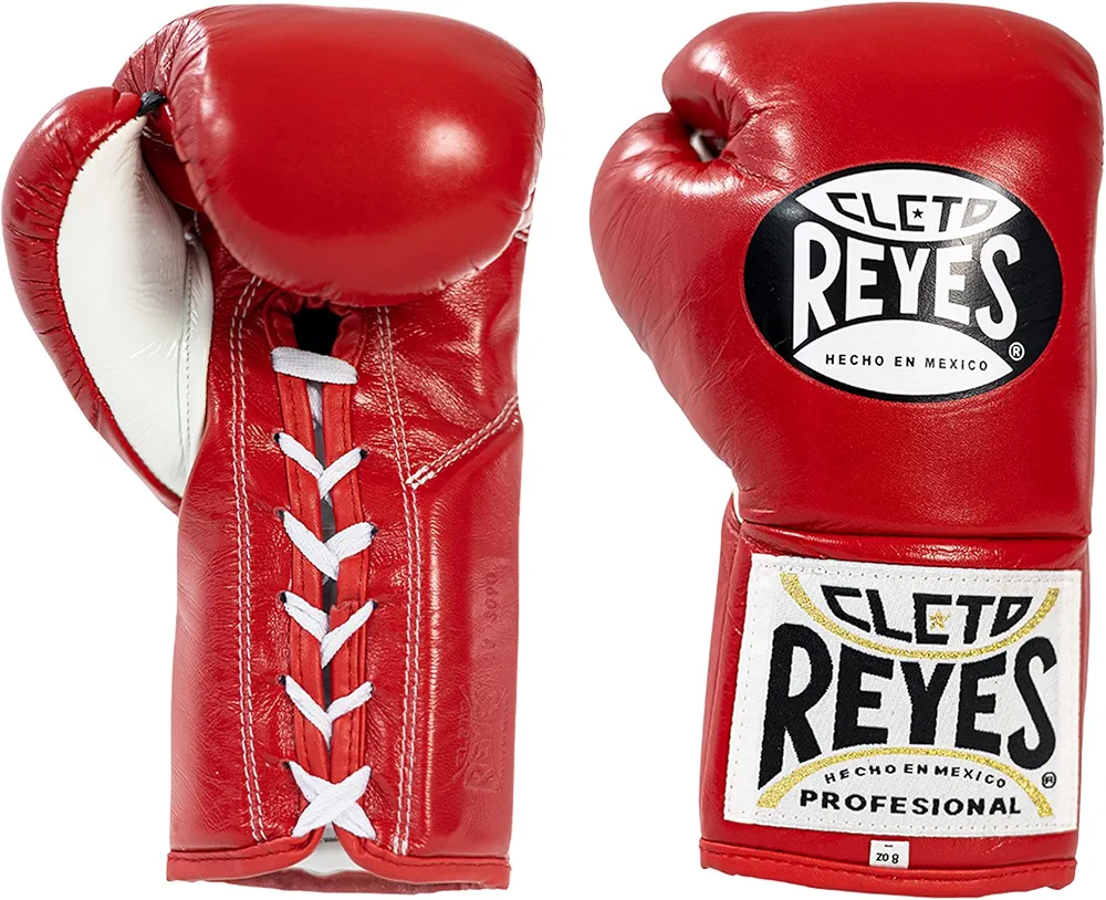 CLETO REYES Professional Competition Boxing Gloves for Men and Women, Leather and Horsehair, MMA, Kickboxing, Muay Thai, Lace Up, 10 oz, Red