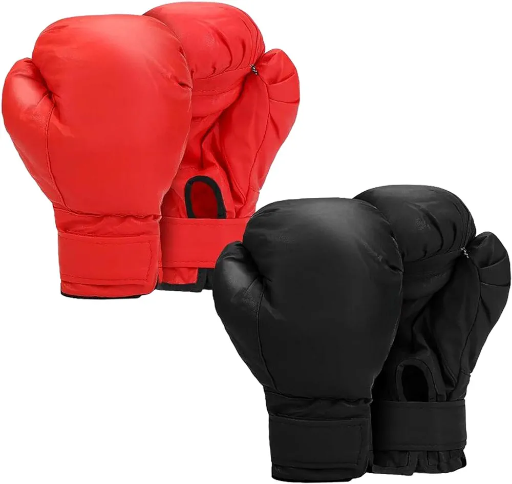 2 Pair Boxing Gloves Punching Bag Gloves Hands Protection Comfortable Punch Mitts Sparring Gloves PU Leather for Grappling