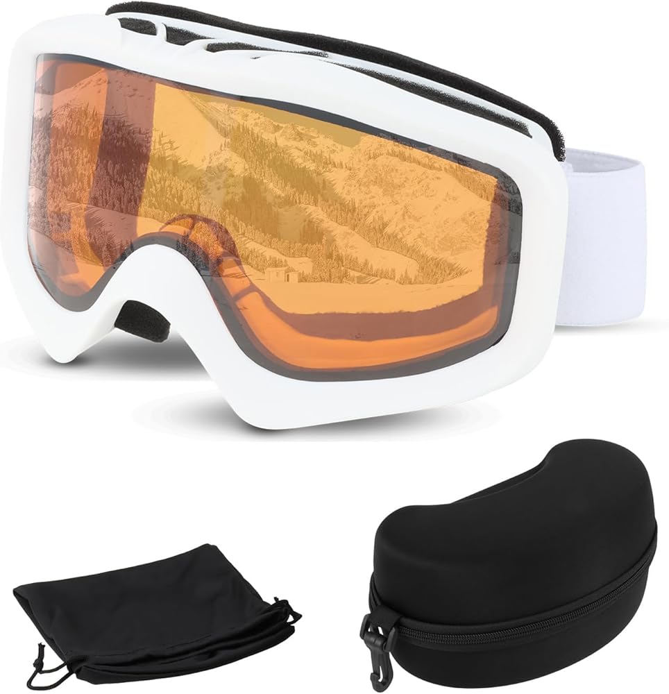 FOCUHUNTER OTG Ski Goggles Over Glasses Ski Snowboard Goggles Anti Fog, 100% UV Protection Snow Goggles for Men Women Adult