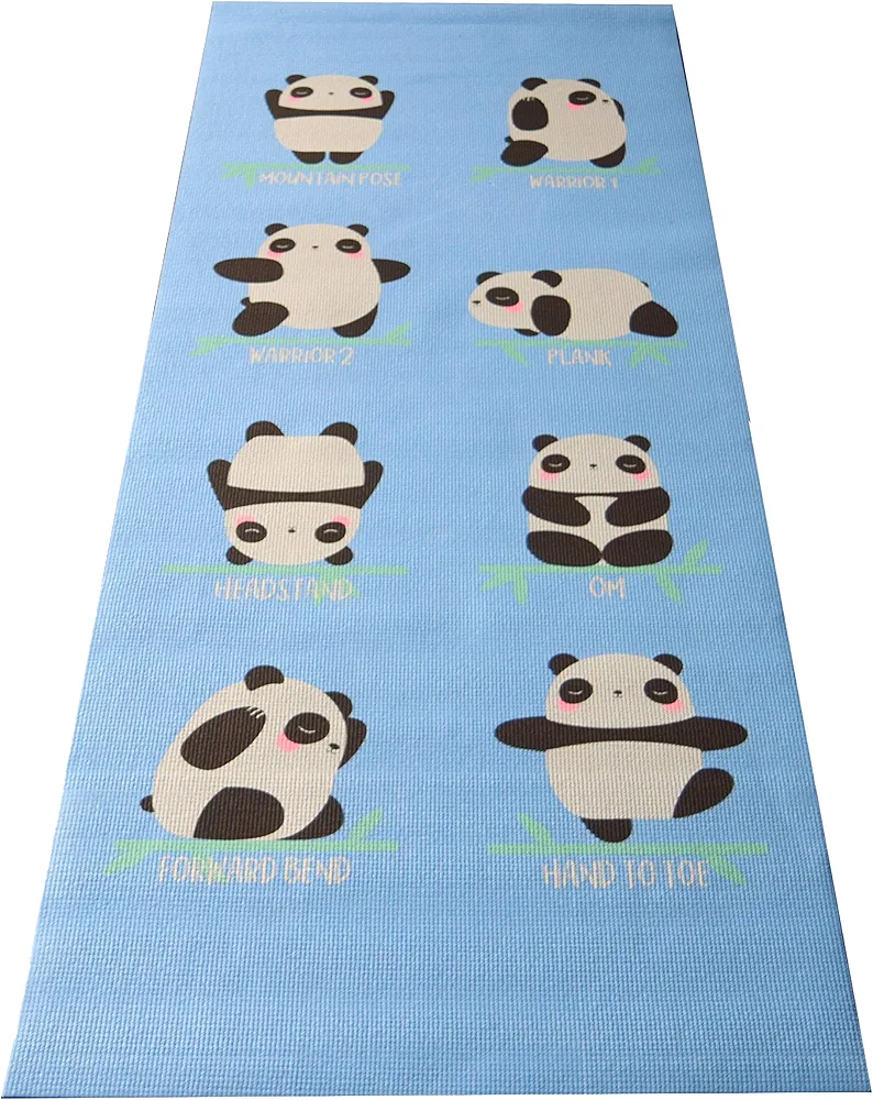 Bean Products Kids Size Sticky Yoga Mat | 3mm Thick (⅛”) x 60” L x 24” W | Non-Toxic, SGS Certified | Non-Skid & Non-Slip Eco-Friendly Exercise or Playtime Mat | Fun Colors & Designs | Panda