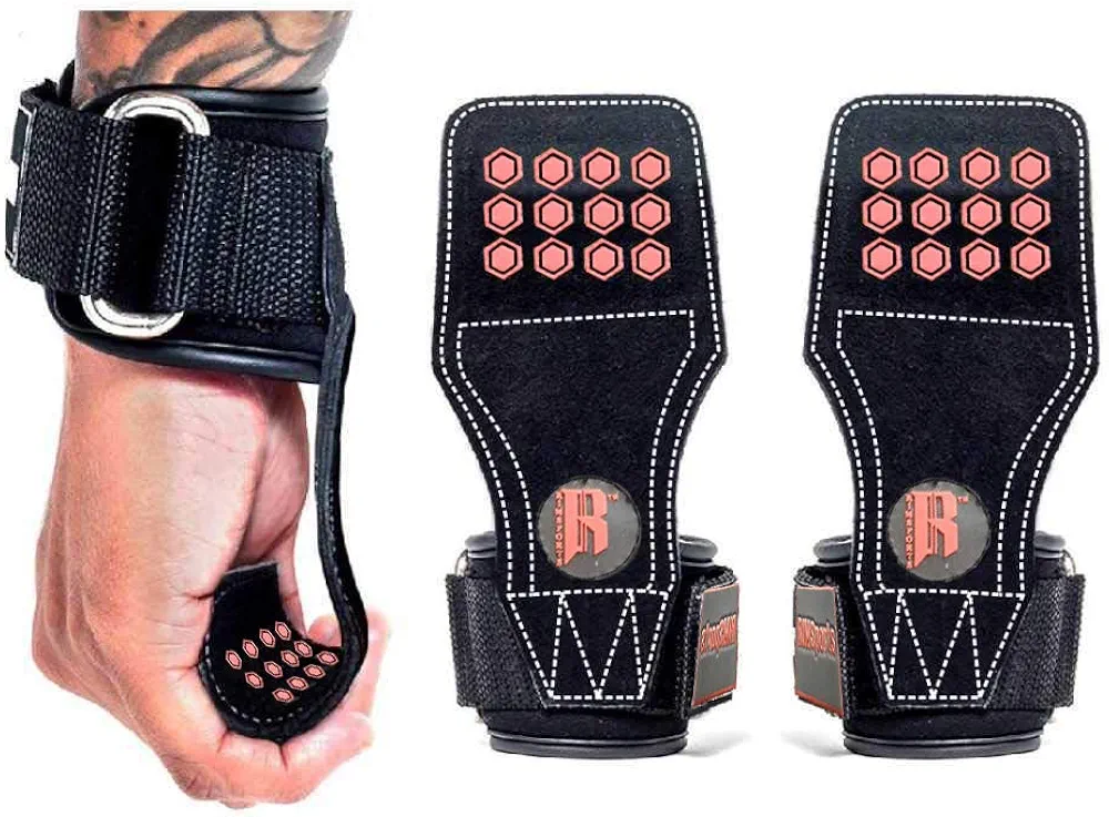 RIMSports Weight Lifting Grips with Wrist Straps - Lifting Straps with Power Grip for Deadlifts - Weightlifting Gloves for Max Weight & Reps - Non-Slip Weight Lifting Straps with Lifting Grips