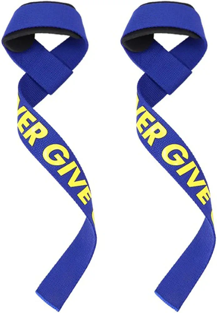 Sports Weight Lifting Straps, 1 Pair Weightlifting Straps Cushioned Nylon Gym Wrist Wrap Anti Slip Wrist Lifting Straps for Hard Pull Deadlift Blue