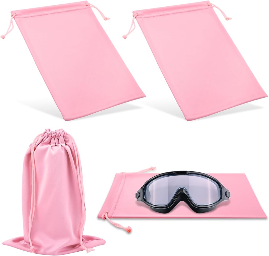 4pcs Ski Goggle Cover Bags, 10.6x7.1 Inch Snow Goggle Pouch Case with Drawstring Eyeglasses Lens Storage Accessories