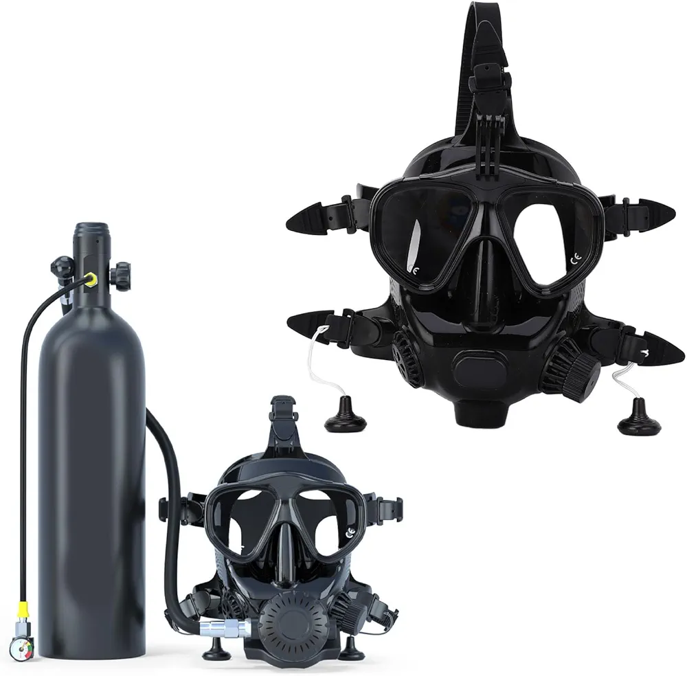 Full Face Diving Mask for Scuba Diving - Full Face Scuba Mask with Camera Mount, 180° View Panoramic Dive Mask, Anti Fog & Anti Leak Dive Mask, Adults Snorkeling Gear