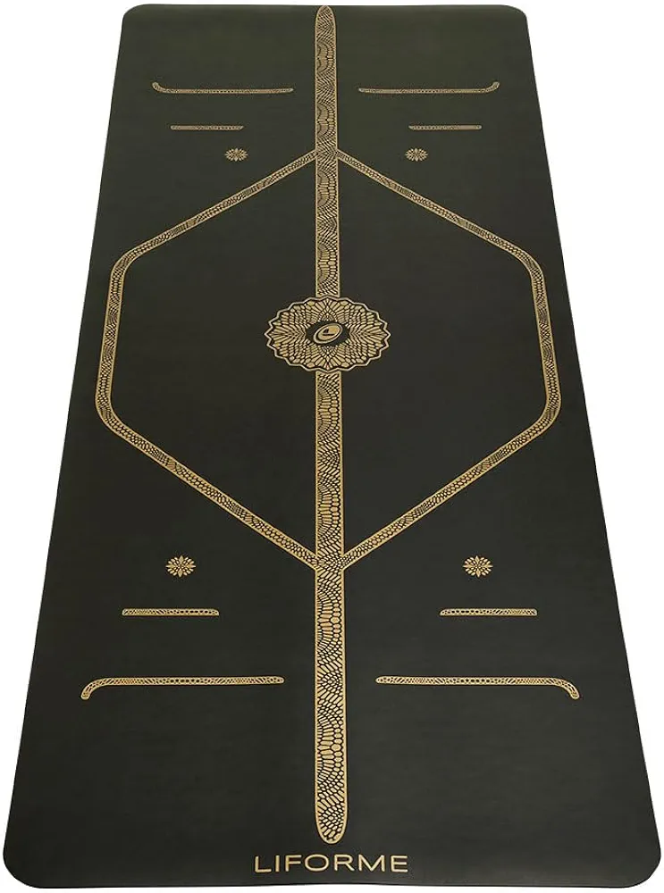 Liforme Printed Yoga Mat Collection - Free Yoga Bag Included - Patented Alignment System, Warrior-like Grip, Non-Slip, Eco-friendly, Sweat-resistant, Long, Wide and Thick for Comfort