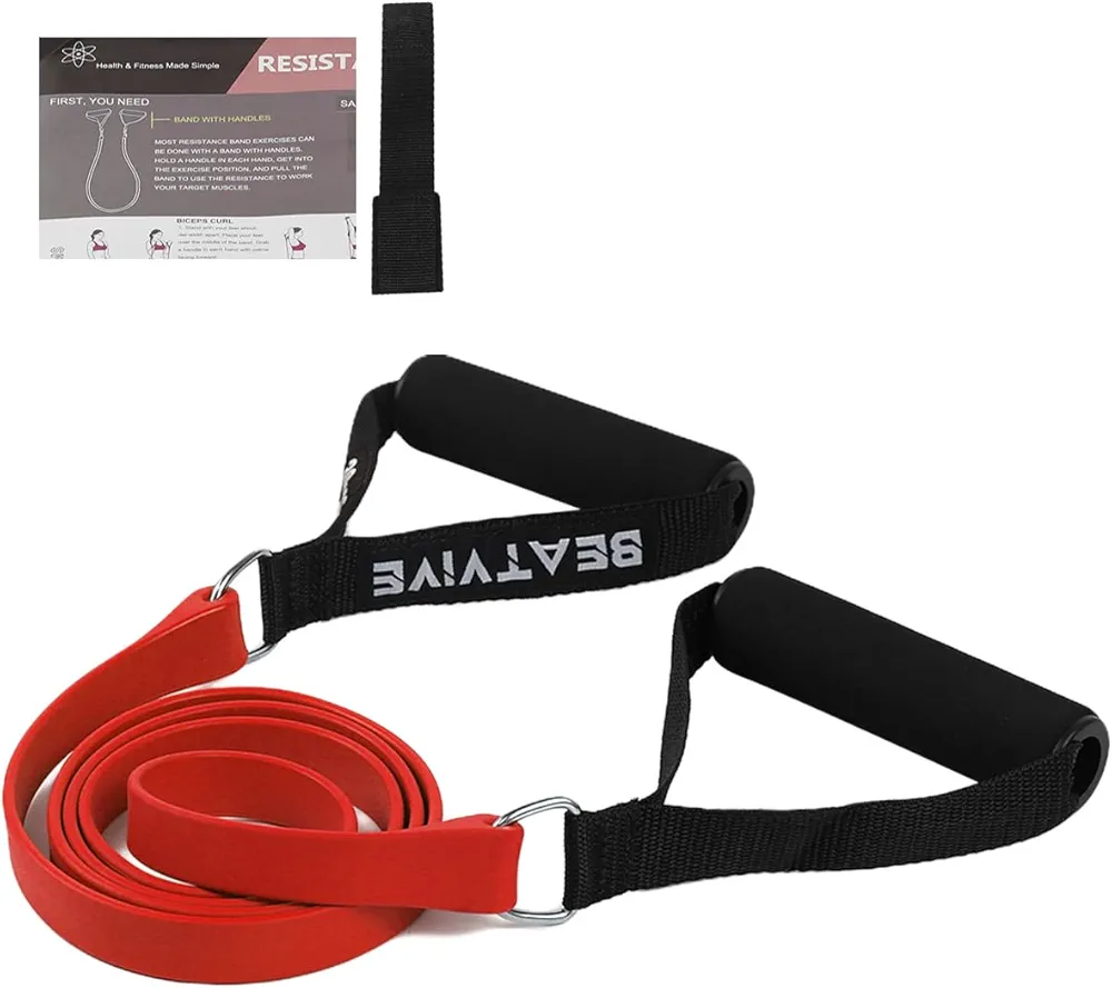 Exercise Bands with Handles, Resistance Bands with Handles, Ideal for Physical Therapy, Strength Training, Muscle Toning - Door Anchor and Starter Guide Included