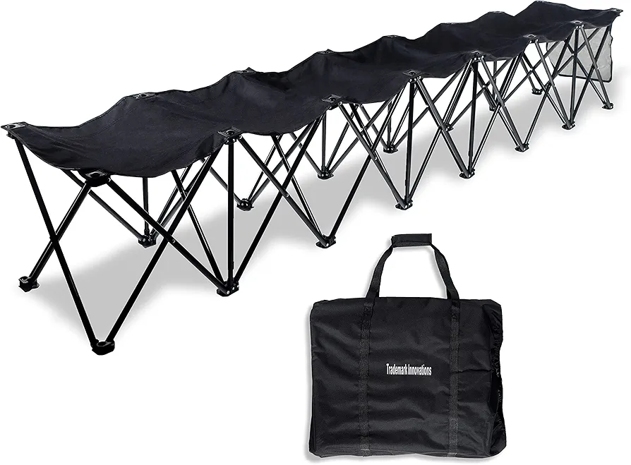 Trademark Innovations Portable 7-Seater Folding Team Sports Sideline Bench (Black)