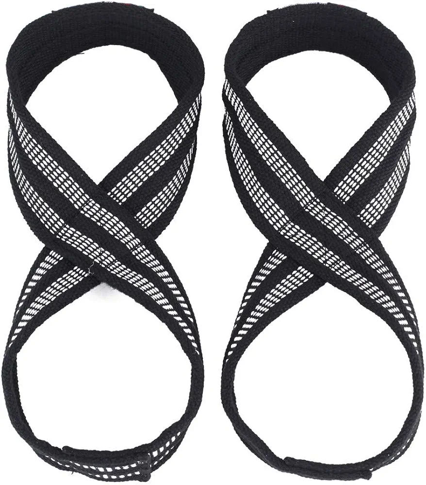 tegongse Wrist Straps, 1pair Figure 8 Weight Lifting Strap Deadlift Wrist Strap for Gym Fitness Pull-up (L)