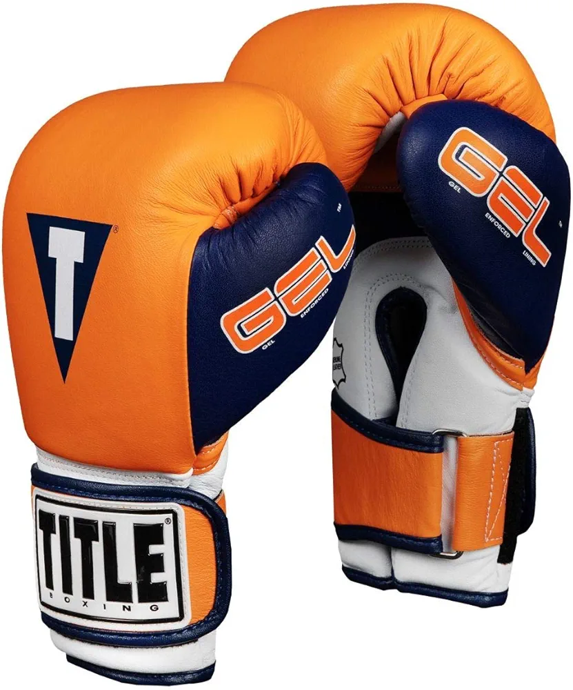 Title Boxing Gel World V2T Bag Gloves, Orange/Navy/White, Medium