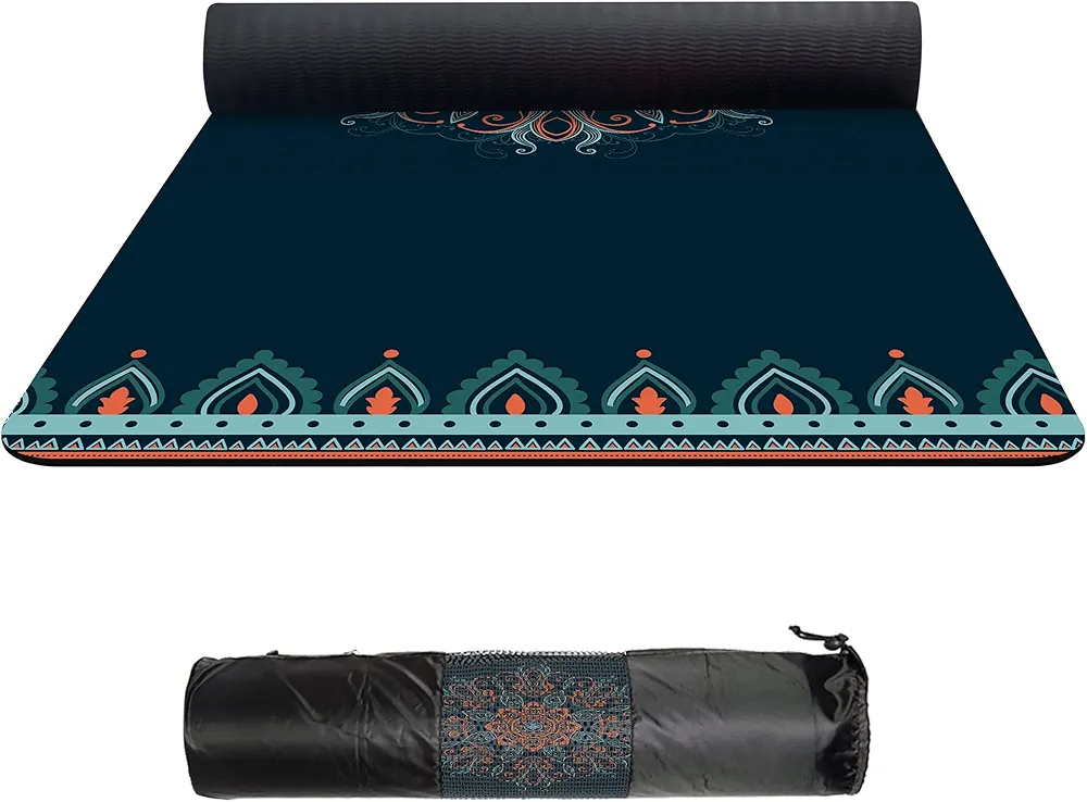 nuveti TPE Large Yoga Mat Non-Slip Exercise Fitness Mat with Carry Bag Extra Wide Yoga Mats for Women 72"x32" Extra Thick 6mm for Home, Pilates and Floor Exercises Workout Mats
