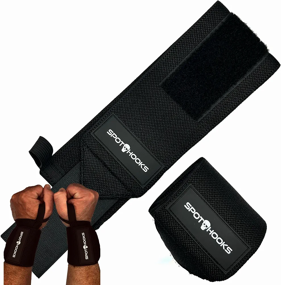 Gym Wrist Wraps for Weightlifting with Thumb Loop - Best Heavy Duty Support Wrist Straps Strength Training Powerlifting Bodybuilding - USPA IPL IPF Standards