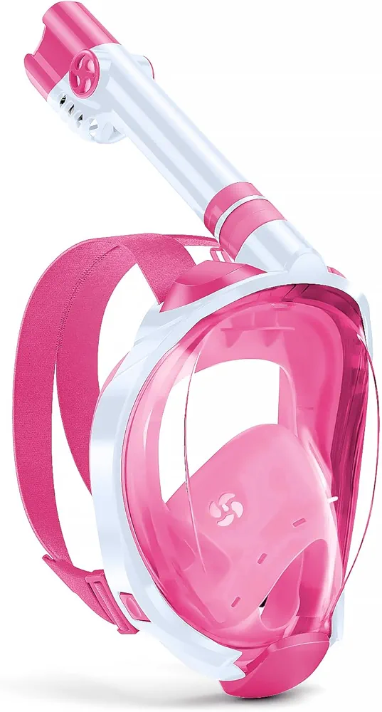 W WSTOO Full Face Snorkel Mask,Suitable for Beginners Dry Top Snorkeling Gear,Can Your Mouth or Nose to Breathe,180 Degrees Panoramic View,Anti-Fog Anti-Leak,Summer Travel and Vacationing Best Gifts