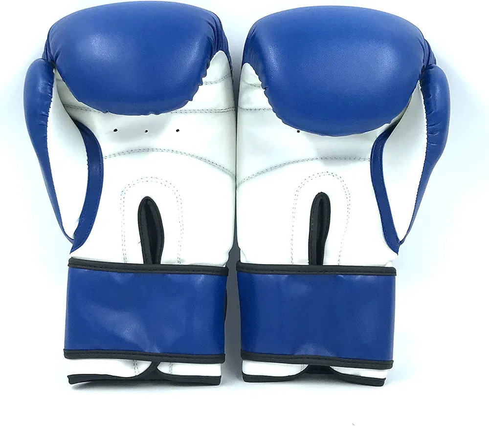 Boxing Gloves Blue Kickboxing, Grappling, Fighting, Muay Thai Training Boxing Bag Gloves, Punch Bags and Focus Pads Punching Plain-Blank Vinyl Gloves No Logo