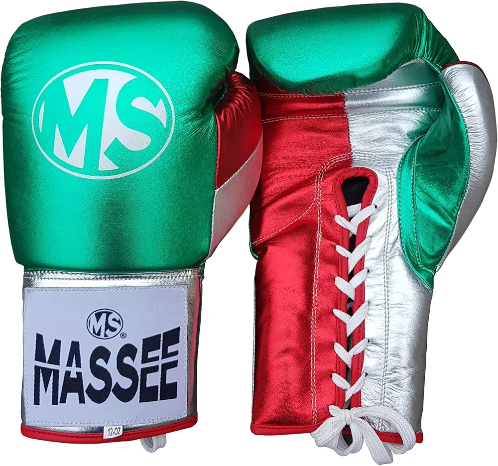 Pro Metallic Boxing Gloves Men Women, Pro Training Sparring, Real Leather Muay Thai MMA Kickboxing Gloves