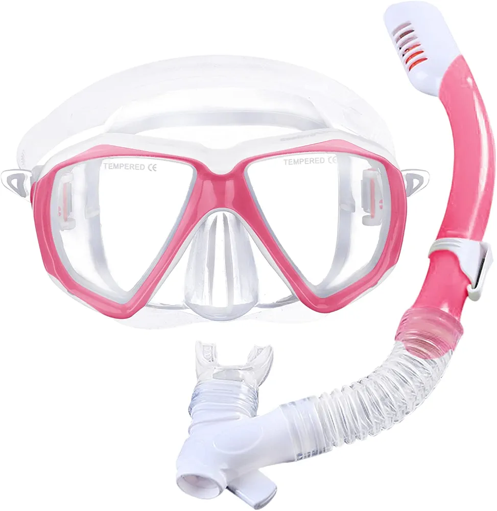Kids Swim Goggles Scuba Diving Mask Youth No Leak Anti-Fog Swimming Goggles Nose Cover Clear Wide Vision Dive Mask Age 5-15