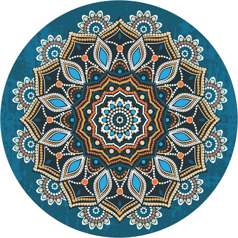 Round Meditation Pilates Yoga Mat Luxury Suede Large Yoga Mat Natural Rubber Non-Slip Base is ery Suitable for Meditation, Stretching, Yoga Environmental Protection, Fitness Exercise, Home and Outdoor. 140CM Diameter