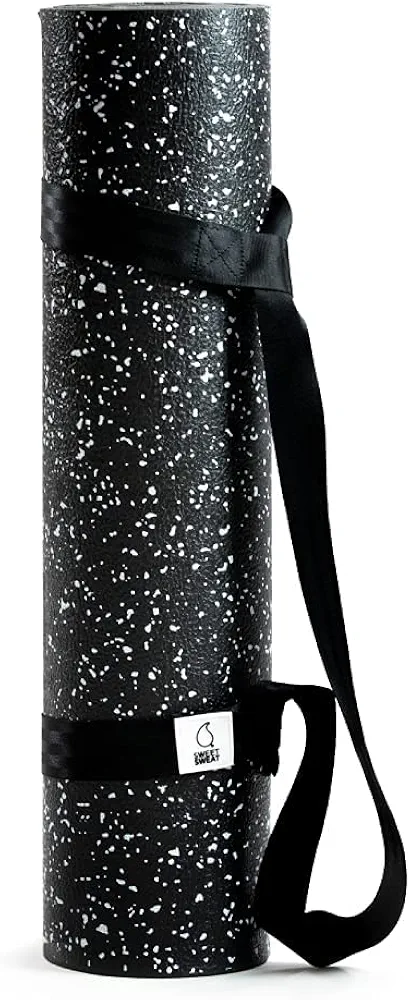 Sweet Sweat Yoga Mat (Dual Sided) - Fitness & Exercise Mat with Easy-Cinch Yoga Mat Carrier Strap (72"L x 24"W)