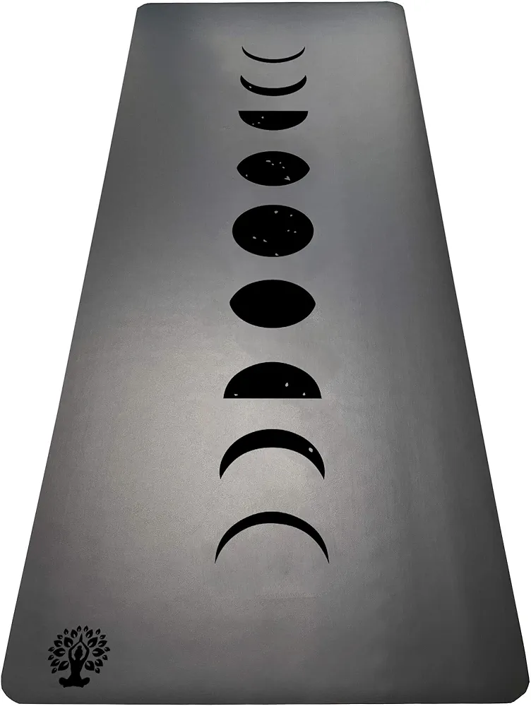 Black Lunar Yoga Mat - Extra Wide and Long Eco Friendly Yoga Mat for Wet and Dry Grip - 73 x 27 inches