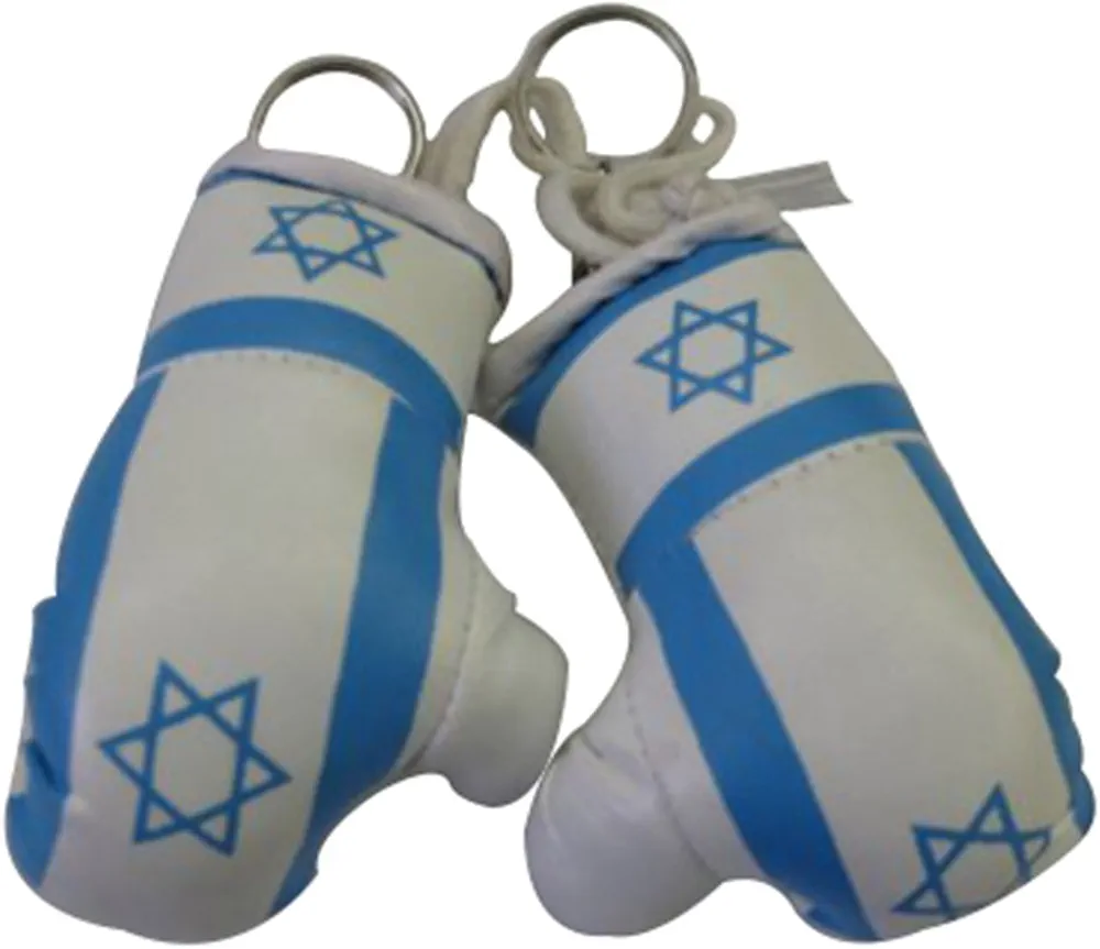 Flag Mini Small Boxing Gloves to Hang Over Car Automobile Mirror – Asia & Africa (3-Pack, Country: Israel)