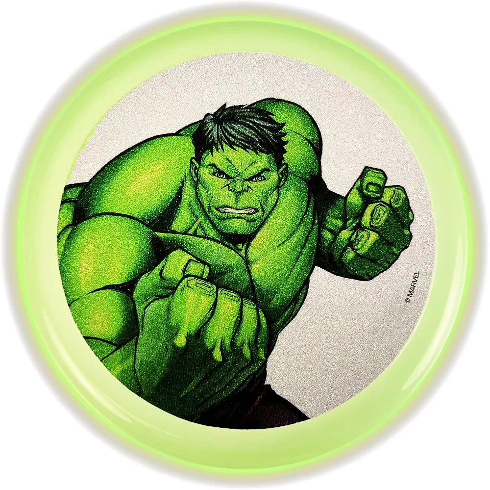 JA-RU Marvel Avengers Glow in The Dark Flying Disc 9" (1 Hulk Disc) Superheroes Aqua Flyer Frisbee Disc Ring Glider Ultimate Sports Outside Toys Beach Flying Discs for Kids. Dog Toy B-6830-1