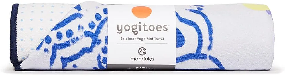Yogitoes Yoga Mat Towel - Lightweight, Quick Drying Microfiber, Non Slip Skidless Technology, 71 Inch (180cm), Blue Print