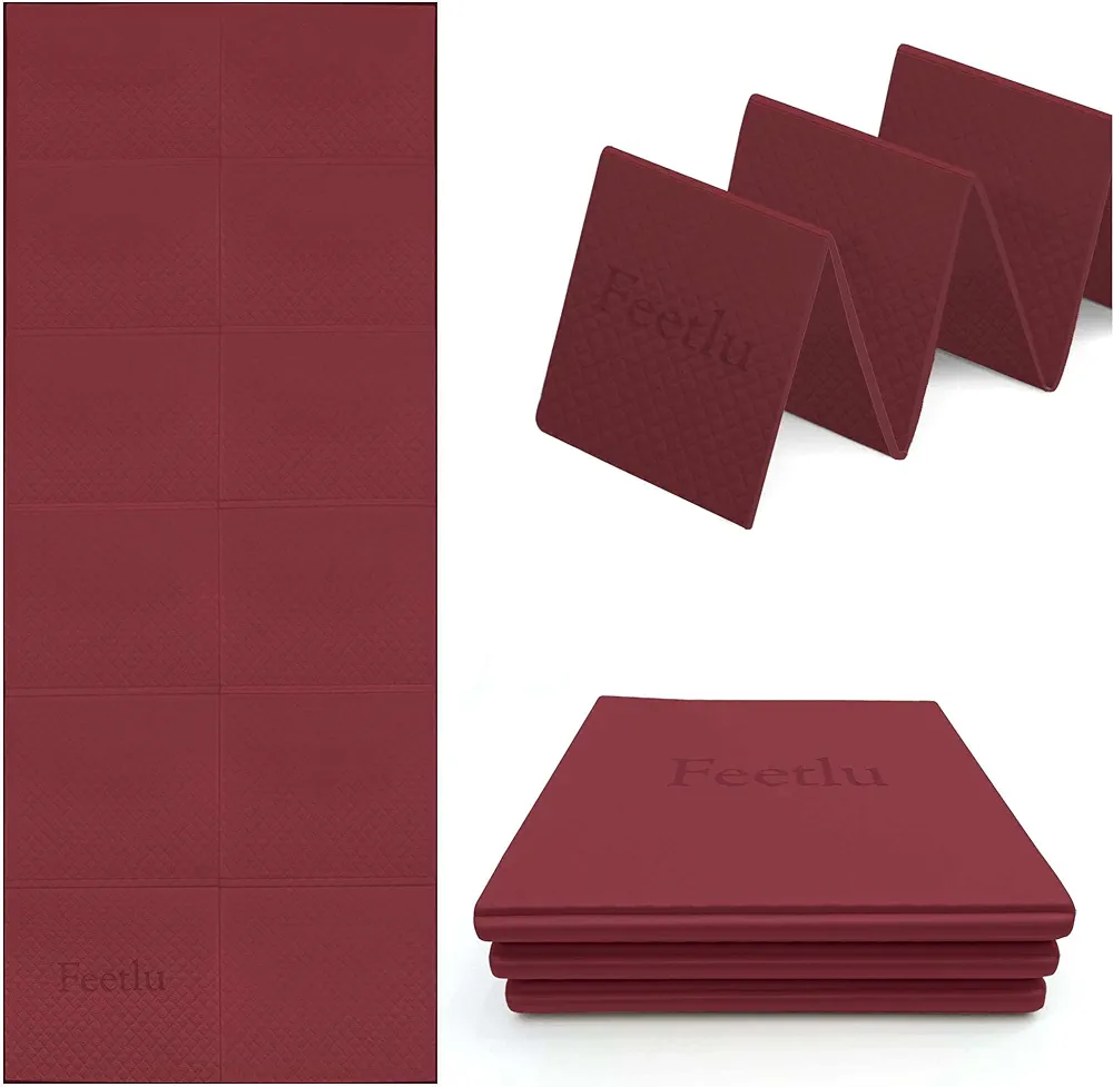 Foldable Yoga Mat - 6mm Thick, Lightweight, and Easy to Store for Travel - Anti-Slip Folding Exercise Mat for Yoga, Pilates, Home Workouts, and Floor Exercises